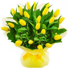 Букет из 21 желтого тюльпана