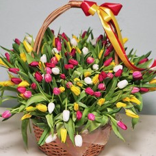 Букет из 101 тюльпана "Разноцветие"