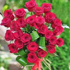 Букет из 25 высоких алых роз 